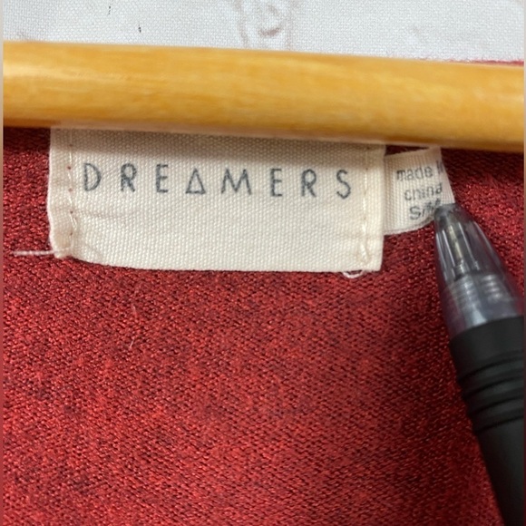 Dreamers Sweater Womens Size S/M Heather Brick Red Drop Shoulder Pullover V-Neck - Picture 3 of 7